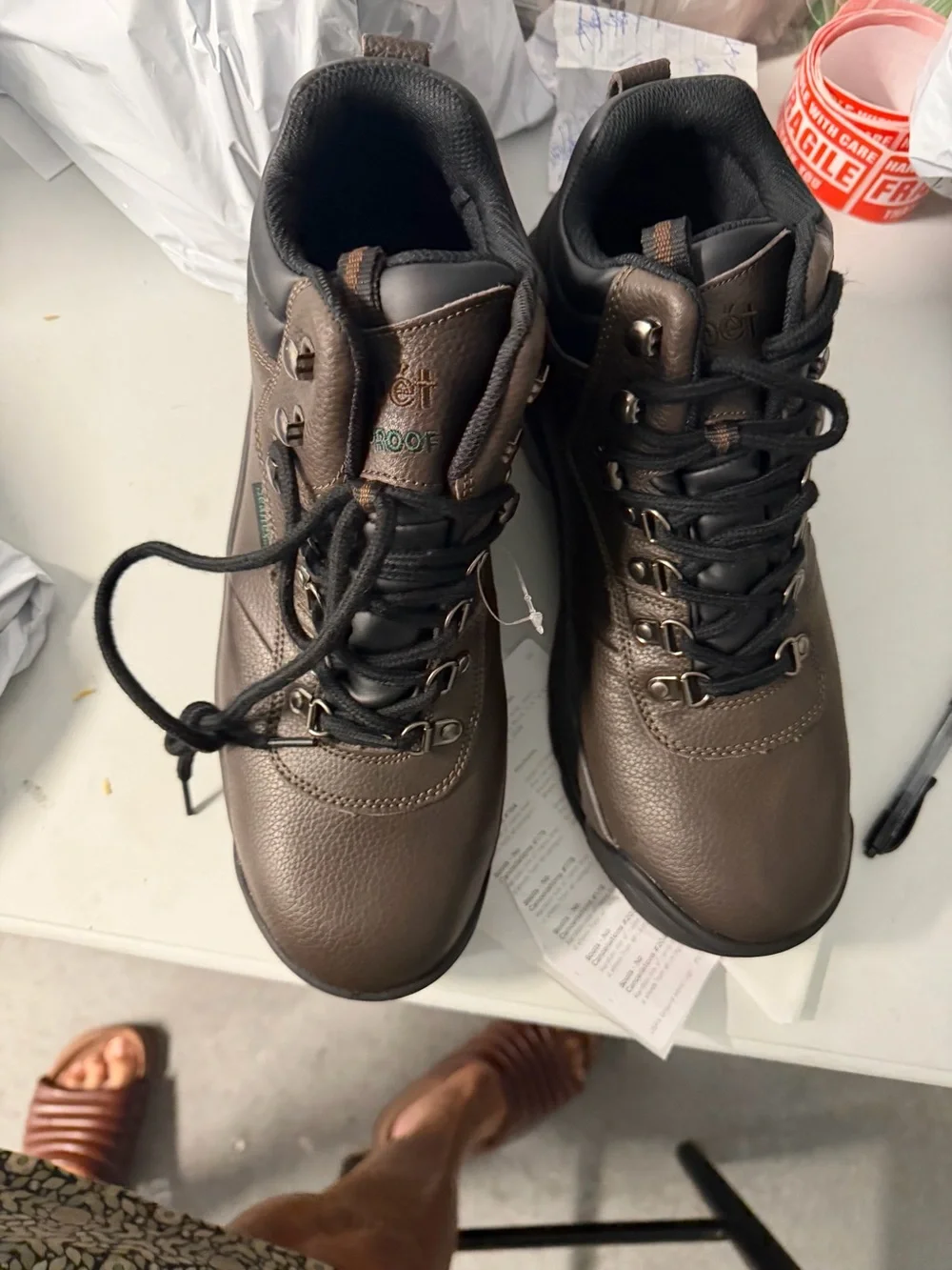 Propet Men's Dark Brown Leather Hiking Boots size 11 1/2 men’s extra wide ortho